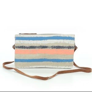 Miss Albright Linen Striped Crossbody/Clutch Bag